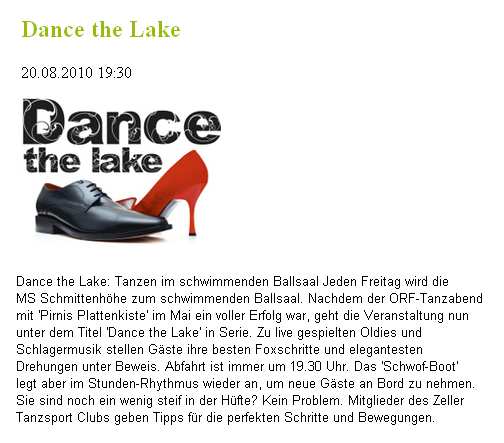 Ank�ndigung der Veranstaltungs-Serie auf der MS Schmittenh�he